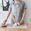 Svart Grå Plaid Men Kvinna Förkläde Kök Bakning Catering Tablare Bomull Kock Förkläden