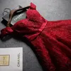 섹시 어깨에서 긴 어두운 붉은 들러리 드레스 지퍼 다시 빛나는 스팽글 싼 파티 드레스 실제 사진 판매