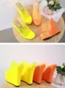 Plus size 35 to 40 41 42 yellow orange clear heels platform wedges heels luxury women designer shoes come with box