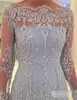 Sleeves Newest Long Mother of Bride Dresses Illusion Chic Lace Applique Bateau Neckline Sweep Train Chiffon Plus Size Evening Gown