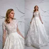 2020 Eva Lendel Sexy Brautkleid Illusion Mieder Langarm Brautkleid Applikation Spitze Brautkleid