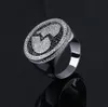 Мужские разбитые сердца кольцо серебристый черный тональный кубический цирконий микроплавкие бриллианты хип-хоп кольцо с подарочной коробкой Size7-11