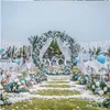 Acquista Supporto in ferro ad arco di fiori artificiali con ornamenti floreali in seta fai-da-te per la decorazione della finestra di nozze ornamenti rotondi da parete verde con fiori ad arco