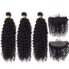 Brazilian Peruano Malásio Indiano Virgem Humano Weave 3bundos com Lace Frontal Fechamento Corpo Onda Reta Loose Profundamente Curly Remy Hair