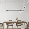 Nordic minimalistische lange Glaskugel Pendelleuchten postmoderne Linie Restaurant Bar Café Querlatte Blase Lampe Pendelleuchten Glas