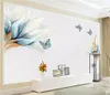 Carta da parati 3D Decorazioni per la casa Carta da parati personalizzata per decorazioni interne blu dipinta a mano fiore fiore farfalla HD superiore
