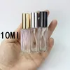 Partihandel 5 ml 10ml 30ml Transparent tunn glas Sprayflaska Provglasflaskor Portable Mini Parfym Atomizer Gold Silver Black Cap