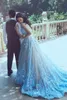 2019 Nuovi abiti da ballo principessa blu ghiaccio con applicazioni lunghe di strascico Sash Tulle Abiti per occasioni speciali Abiti da sera Abiti da sposa Said Mhamad