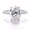 Vecalon Classic Sterling Sier Ring Set Oval Cut 3ct 다이아몬드 CZ 약혼 웨딩 밴드 반지를위한 신부 Bijoux