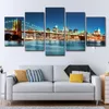 (Nur Leinwand ohne Rahmen) 5 Stück Brooklyn Bridge City Night View Wandkunst HD-Druck Leinwandgemälde Mode Hängebilder