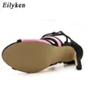 Eilyken New Desiger Sexy Femmes Sandales Évider Boucle Sangle Talons Hauts Demoiselle D'honneur De Mariée De Mariage Pompes Sandales Taille 35-40 S20326