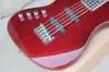 Glossy red left handed 5 strings electric bass guitar with 24 frets,Rosewood fretboard with block pearled inlay