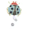 50 Pz/lotto Portachiavi Rhinesotne Animale Insetto Coccinella ID Porta Bobina Badge Con Clip A Coccodrillo Smalto Blu Retrattile Bobine Distintivo Nome