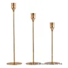 3 Pcs Set European Metal Candle Holder Simple Golden Wedding Decoration Bar Party Living Room Decoration Home Decoration256K