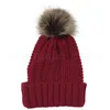 Dames pom pom beanie 9 kleuren buiten winter warme bont ball hoed schedels beanie massieve gebreide haakkap ooa71125251336