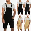 summer clothes Men Jumpsuits Oversize Jeans solid color loose Overalls Pocket Casual Straps Fashion rompers male pants274w