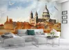 Carta da parati fotografica personalizzata 3d Inchiostro dipinto a mano in stile europeo Architettura antica Paesaggio Soggiorno Camera da letto Sfondo Decorazione murale Wal