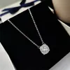 Classical Fashion Jewelry Real Sterling Sier Snow Pendant Round Cut White Topaz Lucky Party Promise Women Wedding Clavicle Necklace