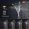 Schwarzes Duschset, luxuriöses Badsystem, großer Regenwasserfall, verdeckter LED-Duschkopf, 600 x 800 mm, mit thermostatischen Duscharmaturen