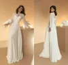 Suknie Plaża Linia Suknie Ślubne 2020 Klejnot Neck Długi Rękaw Romantyczny Suknie Ślubne Z Długim Rękawem Czeski Wedding Vestido de Noiva