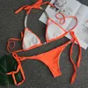 Rhinestone Thong Bikini 2023 Crystal Diamond Sexig Women Swimsuit Halter Push Up Girls badkläderuppsättning