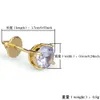 18k Gold Hiphop Single CZ Zircon Round Stud Earrings 0 4 0 6 0 8 CM FÖR MÄN KVINNER OCH GIRLS GENTER BLING ICED ut Diamond Earrings 297T