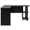 2022 Garden Sets Wholesales Hot sales US STOCK FCH L-Shaped Wood Right-angle Computer Desk with Two-layer Bookshelves Black