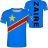 Zaïre t-shirt DIY Free Custom Made Name Number ZAR T-shirt Nation Flag ZA Congo Land Franse tekst Afdrukken Photo kleding