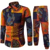 Heren Vakantieset Linnen Long Pant Ethnic Style Patchwork Male Suit Festival Wear Plus Mize 5xl Europe Slim Shirt 2022 Autumn