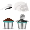 Reusable Stainless Steel Coffee Capsule Refillable Coffee Filter For Nespresso With Plastic Spoon Cleaning Brush Aluminum Foil