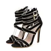 with box sexy high heel black gold border cross strappy gladiator women sandals fashion luxury designer women shoes size 35 to 40
