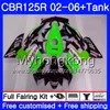 Ciało Repsol Green + Tank dla Honda CBR-125R 125CC CBR125RR CBR125R 02 03 04 05 06 272HM.21 CBR 125 R 125R 2002 2003 2004 2005 2006 Owalnia