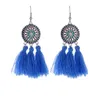 Boho Fashion Tassel Enamel Flower Dangle Earrings Luxury Design Chandelier Earring Women Wedding Bridal Jewellery 5 Colors for Choices