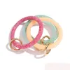 10 colors Silicone Wrist Key Ring Fashion Glitter Bracelet Sports Keychain Bracelets Bangle Round Key Rings Large O Keyring Jewelry