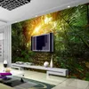 Образование пользовательских настенных настенных фресок зеленый лес маленькая дорога солнечный свет 3D пейзаж стены роспись спальня кабинет комната телевизор фона фото стены бумаги