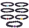 Braccialetti con perline di roccia lavica naturale da 8 mm Diffusore di olio essenziale Pietra 7 Chakra fascino Bracciale avvolgente per donna Uomo Gioielli aromaterapia fai da te sfuso