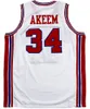 대학 쿠거 농구 유니폼 34 Akeem Olajuwon Jersey Throwback 농구 유니폼 망 스티치 맞춤 크기 S-5XL