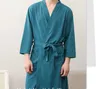 Amantes verão moda waffle bathrobe homens chupar água kimono banho roupão plus size sexy peignoir vestir roupões de dama dama