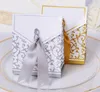 Bröllop Favor Bag Sweet Cake Present Candy Wrap Papper Boxar Bags Anniversary Party Födelsedag Baby Shower presenterar Box Guld Silvery Free Ship