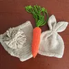 Adereços para pografia de coelho para recém-nascidos, conjunto de fantasia de tricô de coelho, chapéus e fraldas, gorros e calças, acessórios de roupas 7455294