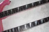 Basse et guitare électriques roses doubles en usine avec 46 cordes pickguardhigh qualité, être personnalisé1268935