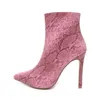 Hot Sale-Höst och Vinter Nya Kvinnors Stövlar Pointed Fashion Sexy Stiletto Snakeskin Boots Fashion Shoes Stor storlek 35-42