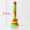 12" Silicone Beaker Bong avec bol en verre Hooahs Pipe à eau en silicone Dab Oil Rig Pipe en verre pour fumer