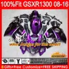 Injektion för Suzuki Hayabusa Vit Glossy GSXR1300 08 2008 2018 GSXR 1300 25NO.100 GSXR-1300 08 09 10 11 12 13 14 15 16 17 18 OEM FAININGS