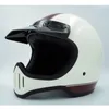 Motorcykelhjälm Dot Vintage Full Face Hjälm med Sköld för Dirt Motor Racer Cross Biker Safe Protective Gray Black White Big Vision