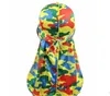 Fashion-Miltary Camouflage Silky Durag Hot New Colorful Premium 360 Waves Long Tail SS Hiphop Caps för män och kvinnor Högkvalitativ du-Rag