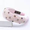 Fashion Crystal Rhinestone Velvet Padded Headband för Kvinnor Pearl Cover Svamp Hårband Hårband Kvinnor Hårtillbehör Huvudband Bezel