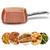 Non-stick Copper Frying Square Grill Pan Skillet with Ceramic Coating Induction Cooker Safe