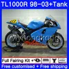 + TANK VOOR SUZUKI SRAD TL1000R 1998 1999 2000 2001 2002 2003 304HM.68 TL 1000R TL1000 R TL 1000 R 98 99 00 01 02 03 Kuiken Heet Lichtblauw