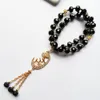 Fashion-new Unisex Muslim pendant accessories bracelet jewelry, style 2R-Layer Black crystal beads Islam bracelet gift